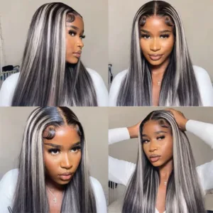 YesLaLa Platinum Blonde Highlights Transparent Lace 13x4 Lace Frontal Wig Mix Color Wig