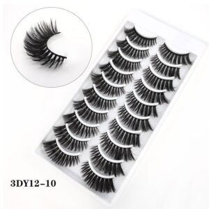 10 Pairs 3D Faux Mink Lashes Fluffy Soft Natural Look Fake Eyelashes Thick Silk False Eyelashes Reusable Makeup Tools Lashes Eyelash Extension