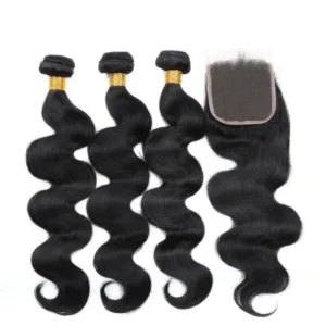 YesLaLa 3PCS  Body Wave Bundles With A Closure Natural Color Human Hair