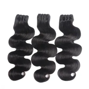 Double Drawn Full End Body Wave Unprocessed Hair Natural Black 3 Bundles/pack