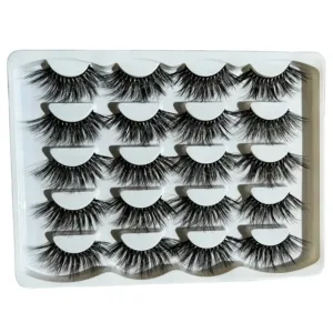 10 Pairs Faux Mink 25MM Lashes Fluffy Soft Natural Thick Long Silk False Eyelashes Reusable Makeup Tools