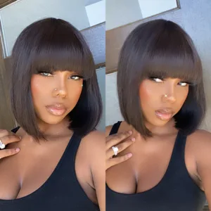 YesLaLa Upgraded Silky Straight 13*4  Bob Wig With Bangs