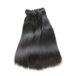 YesLaLa Double Drawn Full End Unprocessed Straight Hair Natural Black 3 bundles/pack Human Hair Extensions