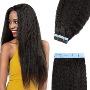 YesLaLa 10A+ Tape In Kinky Straight Hair Extensions Natural Human Hair For Black Women 40PCS