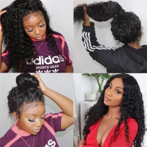 YesLaLa  Premium Lace Wigs Deep Wave Human Hair 360 Lace Wigs Natural Black