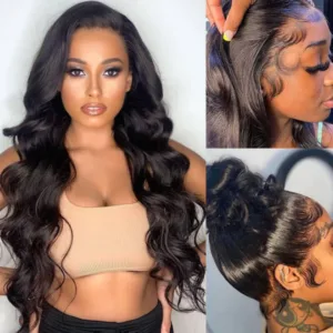 YesLaLa Body Wave Pre-Made Hairline 360 Fake Scalp Lace Frontal Wig