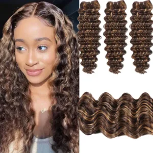 Piano Highlight Color 3 Bundles Deep Wave Style Double Drawn Hair YesLaLa