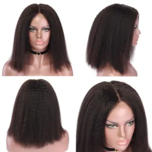 YesLaLa 13*6 13*4 HD Lace Front Wig Kinky Straight Short Bob Natural Color Human Hair